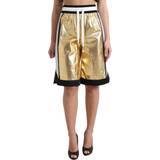 Dolce & Gabbana Polyester Tøj Dolce & Gabbana Gold Polyester Perforated High Waist Shorts IT40