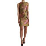 One Size - Polyester Kjoler Dolce & Gabbana Brown Floral Jacquard Sleeveless Mini Dress IT40