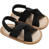 Lærred Sandaler Shein Baby Twist Decor Slingback Sandals, Fashionable Black Canvas Flat Sandals