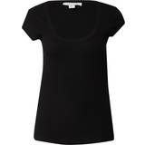 Topshop Dame Tøj Topshop Ribstrikket T-shirt med dyb, rund hals og korte ærmer sort-Black