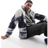 Abercrombie & Fitch Tøj Abercrombie & Fitch Multifarvet jakke med dobbelt lynlås og landskabsprint imiteret lammeskind