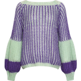 Lilla - Løs Overdele Noella Liana Knit Sweater - Lilac/Sage
