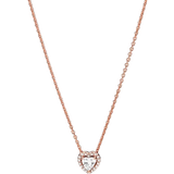 Pandora Metal Halskæder Pandora Sparkling Heart Collier Necklace - Rose Gold/Transparent