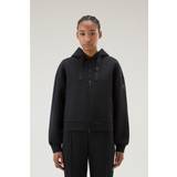 Woolrich Dame Tøj Woolrich Hoodie in Mixed Cotton with Nylon Details black