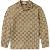 Gucci Tøj Gucci Logo-Jacquard Cotton-Blend Overshirt Men Brown IT