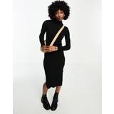 New Look 48 - Dame Tøj New Look Ribstrikket kjole med slids siden sort-Black