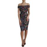 Multifarvet - One Size Kjoler Dolce & Gabbana Multicolor Floral Sheath Off Shoulder Dress IT40