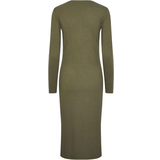 Elastan/Lycra/Spandex - Grøn - Slids Tøj Pieces Kylie Midi Dress - Deep Lichen Green