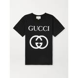 Gucci Tøj Gucci Logo-Print Cotton-Jersey T-Shirt Men Black