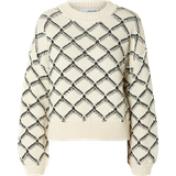 Selected 10 Overdele Selected Olivia Printed Cropped Knit Sweater - Birch