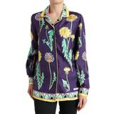 Blomstrede - Lilla Tøj Dolce & Gabbana Purple Floral Print Twill Shirt Blouse Top IT40
