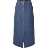 6 - Blå Nederdele Selected Denim Midi Skirt - Medium Blue Denim