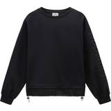 Woolrich Dame Tøj Woolrich Crewneck in Mixed Cotton with Nylon Details black