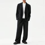 Herre Jakkesæt Shein Men's Solid Color Band Collar Suit Jacket And Pants Set