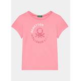 United Colors of Benetton Børnetøj United Colors of Benetton T-shirt With Glittery Logo In Organic 2XL, Pink, Kids