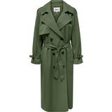 32 - Grøn - XS Overtøj Only Chloe Double Breasted Trenchcoat - Green/Four Leaf Clover