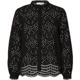 Dame Overdele Selected Broderie Anglaise Shirt - Black