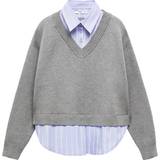 Mango Tøj Mango Combined Shirt Sweater Kvinde Sweaters hos Magasin Dark Grey