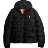 Superdry Polyester Overtøj Superdry Sports Hooded Quilted Jacket - Black