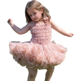 Piger Kjoler Shein Young Girls' 1pc Cute & Sweet Princess Style Elegant & Romantic Tutu Puffy Dress - Khaki