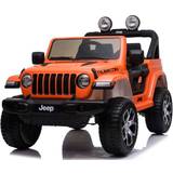 Elbil børn gummihjul Jeep Wrangler Rubicon Orange 12V