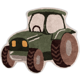 Biler - Grøn Børneværelse Filibabba Gulvtæppe Traktor 100x77cm