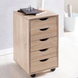 Hjul - Sort Kommoder Wohnling 5 Drawers and Wheels Natural Kommode 33x64cm