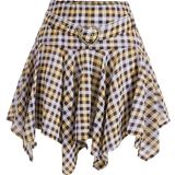 Ternede - XS Nederdele Shein Mod Plaid Print Ruffle Hem A-Line Skirt