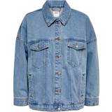 6 - Knapper Overtøj Only Safe Oversized Denim Jacket - Blue/Medium Blue Denim
