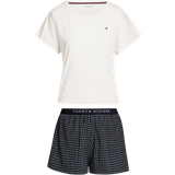 Tommy Hilfiger Jersey Undertøj Tommy Hilfiger Original Jersey T-Shirt And Shorts Pyjama Set - Ivory/Desert Sky Grid Check