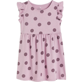 Børnetøj H&M Cotton Jersey Dress - Mauve/Spotted