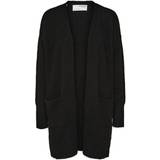 Lang - Nylon Overdele Selected Lulu Long Knitted Cardigan - Black