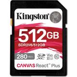 512 GB - SDXC Hukommelseskort Kingston Canvas React Plus SDXC Class 10 UHS-II U3 V60 280/150MB/s 512GB