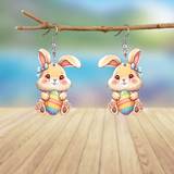 Akryl Øreringe Shein pair Cute Cartoon Rabbit Holding Easter Egg Acrylic Drop Earrings Lightweight Fashionable Jewelry Gift For Women