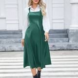 Grøn - Skind Kjoler Shein Womens Pu Leather Spaghetti Strap Dress