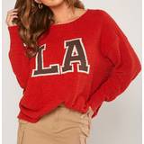 Cashmere - Rød Overdele Shein Letter Pattern Drop Shoulder Sweater
