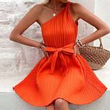 Cut-Out - Dame Kjoler Shein Womens Solid Color One Shoulder Sleeveless Dress