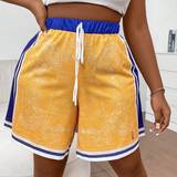 Dame - Gul Shorts Shein Plus Color Block Paisley Print Shorts