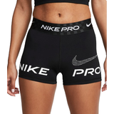 54 - Dame - Fitness Shorts Nike Women's Pro Dri-FIT Mid Rise 3" Graphic Training Shorts - Black/Anthracite/White