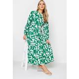 22 - Dame - Grøn Kjoler LTS Tall Green Abstract Print Tiered Maxi Dress Tall Women's Maxi Dresses