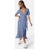 38 - Jersey Kjoler Happy Holly Selima Frill Wrap Dress Blue Patterned