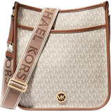 Beige - Trykknap Tasker Michael Kors Luisa Large Signature Logo Messenger Bag - Vanilla/Luggage