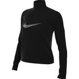 Dame - Høj krave - XXL T-shirts Nike Women's Dri-FIT Swoosh 1/4-Zip Running Top - Black/Cool Grey