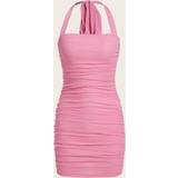 Dame - Firkantet - Pink Kjoler Shein Ruched Backless Halter Bodycon Dress