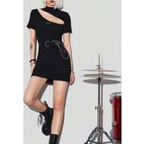 Cut-Out - Elastan/Lycra/Spandex - Sort Kjoler Shein Women's Stand Collar Cutout Bodycon Dress