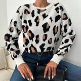 Dame - Leopard Sweatere Shein Leopard Pattern Drop Shoulder Sweater