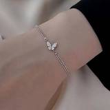 Dame - Zink Armbånd Shein 1pc Simple Butterfly Design Rhinestone Inlaid Bracelet For Women's Daily Wear