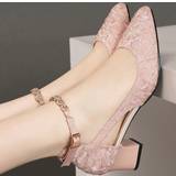 13 - Pink Højhælede sko Shein Women Rhinestone & Buckle Decor Chunky Heeled Pumps, Fashionable Outdoor Court Pumps