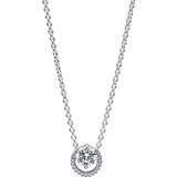 Pandora Sparkling Round Halo Pendant Collier Necklace - Silver/Transparent
