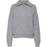 Nylon Sweatere Only Baker Knitted Pullover - Light Grey Melange